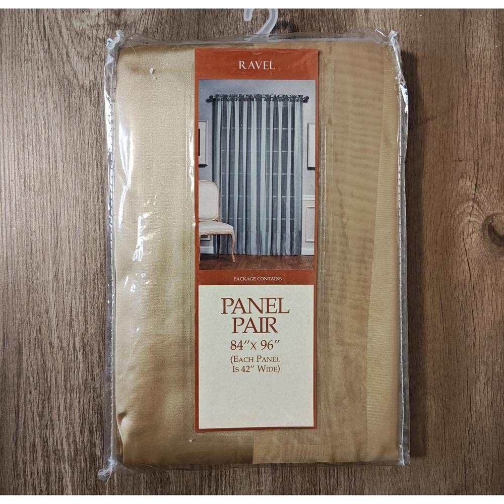 Ravel Curtain Panel Pair 84x96 Gold Shimmer Light Filtering 2‎ Panels 3765 PNB